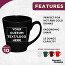 DISCOUNT PROMOS Custom Glossy Ceramic Latte Coffee Mug 12 oz. Set of 10, Personalized Bulk Pack - Perfect for Tea, Espresso, Cappuccino, Hot Cocoa - Black by CozyNest Decor