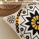 Embroidered Throw Pillow Cover 18x18 Classic Boho Floral Pattern Pillows Cover Outdoor Decorative Pillowcase,Durable Cozy Textured Cushion Case for Sofa Couch Bed Living Room,Black Orange by CozyNest Decor