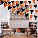 Black Orange Party Decoration Metallic Fabric Triangle Pennant Banner Flag Bunting Garland for Graduation Halloween Fall Autumn Thanksgiving Birthday Wedding Baby Shower Bridal Shower Party Supplies by GreenHaven Gardens