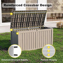 150 Gallon Resin Outdoor Deck Box Waterproof Patio Furniture, Garden Tools, Cushions, Pool Accessories Outside Storage Box (150 Gallon,Grey) by GreenHaven Gardens
