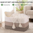 OIAHOMY Rectangle Woven Storage Basket - Nursery Cotton Rope Baskets for Storage, Toy Basket Organizing for Living Room, 17.7"x13.8"x11"- Pack of 3 - Gradient Yellow by CozyNest Decor