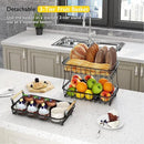 ANTOPY 3 Tier Fruit Basket with 2 Banana Hangers, Countertop Fruit Vegetable Basket Bowl for Kitchen Counter Metal Mesh Basket Fruits Stand Produce Holder Organizer for Onion Potato Bread Snack Veggie by CozyNest Decor