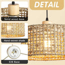 Hand-Woven Rattan Pendant Light, 11.8" Bohemian 1-Light Natural Wicker Hanging Lighting Fixture Ceiling Farmhouse Basket Hanging Lamp Chandelier for Kitchen Island, Living Dining Room by GreenHaven Gardens