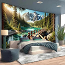 BSFHH Nature Tapestry Forest Tree Sea Cave Wall Hanging, Stream Through Rainforest Landscape Wall Art Tapestry for Bedroom Living room (Snow Scene, 110" × 87", Unframed) by CozyNest Decor