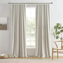 RAIN CITY Full Blackout Curtains 98 Inch Long 2 Panels Set Neutral Boho Farmhouse Linen Window Drapes for Bedroom Living Room Thermal Insulated Natural Birch Ivory Pleated/Back Tab with Hooks by CozyNest Decor