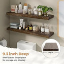 RICHFOCUS Elm Floating Shelves for Wall - 40" W x 9.3" D Rustic Solid Wood Shelves with Invisible Bracket, Wall-Mounted for Living Room, Bedroom, Kitchen Storage & Display, Set of 2, Walnut by CozyNest Decor
