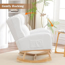 Rocking Chair Nursery, Nursing Rocking Chairs for Mom Nursery, Comfy Wingback Glider Rocking Armchair with Side Pocket for Nursery Living Room Bedroom, Teddy White by TinyTreasures Baby Boutique