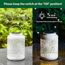 Glitzhome Solar Lantern White Metal Cutout Scrollwork Outdoor Hanging Solar Light with Handle for Garden Patio Yard Outdoor Decor by GreenHaven Gardens