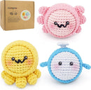 WaldyWop Crochet Kit for Beginners: 3PCS Crochet Animal Kits w/Stress Balls, Step-by-Step Video Tutorials - Wobbles DIY Craft Kit for Adults Kids - Gifts for Girls&Women (Dolphin, Octopus, Axolotl) by TinyTreasures Baby Boutique