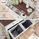 Double Tilt Out Laundry Hamper Cabinet, 20 Gallon Farmhouse Trash Can Cabinet with Drawer, Hidden Wood Garbage Can Bin Cabinets with Laundry Storage Basket for Bathroom, Kitchen (Antique White) by CozyNest Decor