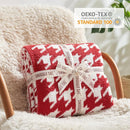 Snuggle Sac Christmas Red Houndstooth Throw Blanket for Couch, Reversible Super Soft Warm Blankets Cozy Knit Fuzzy Plush Lightweight Throws for Sofa Bed Houndstooth Red, 50x60 inches by TinyTreasures Baby Boutique