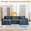 URRED Modular Sectional Sofa Comfy Cloud Couch, Modern Chenille Sofa Sleeper Deep Seat Couches with Ottoman/Pillows for Living Room (Blue, 117'' - U Shape) by CozyNest Decor