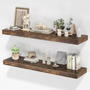 Floating Shelves for Wall, 36"W x 8"D x 1.5"H, Wooden Wall Mounted Display Shelves with Invisible Brackets for Living Room, Bedroom, Bathroom, Kitchen Decor and Storage, Set of 2, Rustic Brown by CozyNest Decor