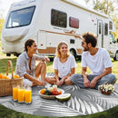 GENIMO Outdoor Rug 10' Round Waterproof for Patios Clearance, Reversible Outdoor Plastic Straw Camping Rug Carpet, Large Area Rugs Mats for RV, Camper, Deck, Balcony, Porch, Beach, Picnic, Grey&White by CozyNest Decor