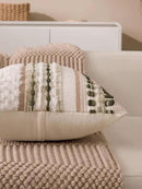 Boho Chenille Tufted Couch Throw Pillow Covers 18x18 Inch Set of 2 Farmhouse Striped Decorative Pillow Covers Accent Neutral Square Pillowcase Green Cushion Covers for Livingroom Sofa Bed by CozyNest Decor