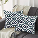 Alysheer Embroidered Decorative Throw Pillow Cover 18"x 18" Set of 2, Classic Boho Geometric Embroidery Pattern Cotton Square Cushion Case for Sofa Couch Living Room Bedroom (Navy Aqua) by CozyNest Decor