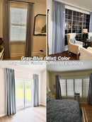 Vision Home Blue Gray Pinch Pleated Full Blackout Curtains Linen Blended Room Darkening Window Curtains 108 inch for Living Room Bedroom Thermal Insulated Pinch Pleat Drapes with Hooks 40" Wx108 Lx2 by CozyNest Decor