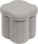 B FSOBEIIALEO Storage Ottoman Cube, Flowers Shaped Ottomans with Storage Foot Stool Footrest for Lving Room, Boucle Ottoman Seat for Dorm Room,Faux Teddy Fur, Grey 12.6"x12.6"x12.6" by CozyNest Decor
