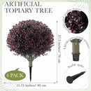Yunlly 4 Pack 18" Artificial Boxwood Ball Bush Topiary Trees Fake Outdoor Plants, Realistic UV Resistance Faux Shrubs with Spike Greenery Topiary for Front Porch Garden Yard Patio Indoor (Dark Purple) by GreenHaven Gardens