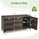 RELAX4LIFE 84-Gallon Outdoor Storage Box - Wicker Rattan 3-Door Patio Storage Cabinet Container w/Removable Shelves for Cushions, Garden Tools, Pool & Sports Equipment, Indoor Outdoor Deck Box (Brown) by CozyNest Decor