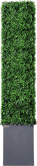AGPL Artificial Boxwood Hedge Wall with Dark Gray Stainless Steel Planter Box(64" H 48" W 12" D) Privacy Wall Backdrops by CozyNest Decor