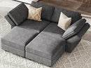 Bellfin Modular Sectional Sleeper Sofa Convertible Sofas with Storage Ottomans Small Sectional Couches for Living Room. Dark Grey Couch by CozyNest Decor