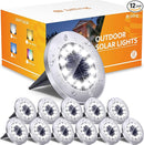 Biling Outdoor Lights 12 Packs, Bright 12 LEDs Waterproof, Ground Flat Pathway Lights Solar Powered for Yard Walkway Garden Driveway (White) by GreenHaven Gardens