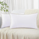 decorUhome Chenille Soft Throw Pillow Covers 12x20 Set of 2, Lumbar Velvet Farmhouse Neutral Decorative Euro Pillow Covers with Stitched Edge for Couch Sofa Bed Home Decor, White by CozyNest Decor