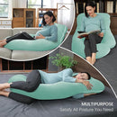 MOON PARK Pregnancy Pillows for Sleeping - U Shaped Full Body Maternity Pillow with Removable Cover - Support for Back, Legs, Belly, HIPS - 57 Inch - Turqouise - Cooling Cover by TinyTreasures Baby Boutique