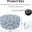 Inflatable Ottoman Stool D21 xH9 for Outdoor/Indoor Use, Water Repellent Patio Foot Rest Stool with Portable Handle,Round Pouf Ottoman Suitable for Garden,Deck and Camping - Medallion Blue by CozyNest Decor