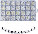 1400pcs Letter Beads, 4x7 mm Acrylic Alphabet Beads, Beads for Jewelry and Bracelet Making, in 28 Grid Box (White and Gold) by TinyTreasures Baby Boutique