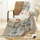 CASAAGUSTO Boho Throw Blanket - Green and Beige Decorative Blankets with Tassel, Printed Flannel Bohemian Blanket for Chair, Bed, Sofa, Couch(50 * 60, Green and Beige) by CozyNest Decor