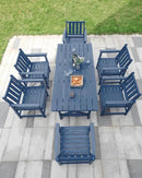7 Pieces HDPE Outdoor Dining Set, Patio Dining Set with Umbrella Hole, All Weather Outdoor Dining Table Sets for 6, HDPE Patio Furniture Sets for Deck, Backyard, Lawn, and Poolside, Navy by CozyNest Decor