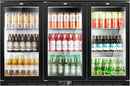 Tylza Back Bar Cooler With 3 Glass Doors, 312L Under Counter Back Bar Refrigerator with LED Lighting, Safety Locks, Counter Height Bar Beverage Cooler for Beer, Soda Drinks, Wine, Black by CozyNest Decor