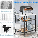 Stainless Steel Grill Cart with Cover Pizza Oven Stand with Water-Proof Cover Trolley Table with Wheels Three-Shelf Movable Food Prep and Work Cart Table Heavy Duty Grill Cart Outdoor 31.5"×24"×35.5" by CozyNest Decor
