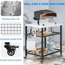 Stainless Steel Outdoor Grill Cart Pizza Oven Stand Trolley Table with Wheels Three-Shelf Movable Food Prep and Work Table Heavy Duty Grill Carts Outdoor Cart 31.5"×24"×35.5" by CozyNest Decor
