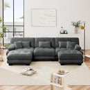 U Shaped Couch Sectional Couch, 3-Seater Cloud Couch Sectional Oversized Couch, Sofa Bed Couch with Round Bolster Armrests 5 Pillows, Modular Couch Home Sofa Living Room Couch(Gray) by CozyNest Decor