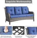 Outdoor Wicker Patio Furniture Set - 5 Piece Rattan Patio Conversation Set with 2 Rocking Swivel Chairs,2 Ottomans and 1 Sofa for Porch Deck Backyard Garden(Mixed Grey/Blue) by GreenHaven Gardens