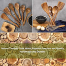 AIUHI 10 Pack Wooden Spoons for Cooking, Teak Wood Kitchen Utensils Set for Non Stick Use, Spatula Set for Stirring, Baking, Non Stick Wooden Utensils for Kitchen by CozyNest Decor