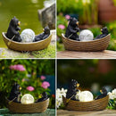 Solar Bears Boating Statues with Cracked Glass LED Lights – Funny Resin Bear Decor Garden Decorations for Patio,Balcony,Yard,Birthday Gifts for Women Mom by GreenHaven Gardens