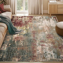 Washable Area Rugs 5'x7' Non-Slip Modern Abstract Soft for Living Room Entryway Bedroom Nursery, Print Pattern, Brown Rust Red Multi by TinyTreasures Baby Boutique