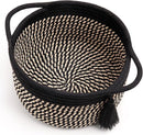 Decorative Small Gift Basket Empty – SweetMemo Cute Woven Rope Organizer Baskets for Desk, Bedside, Bathroom, Key, Round Boho Decor Cotton Bin with tassel, Gift Bag, Ribbon – Rustic Black Brown by TinyTreasures Baby Boutique