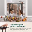 Cumbor 29.7-40.6" Baby Gate for Stairs, Baby Essential Safety Gate, Mom's Choice Awards Winner-Dog Gate for Doorways, Pressure Mounted Auto-Close Pet Gates for Dogs Indoor, Durable Child Gate, Black by TinyTreasures Baby Boutique