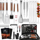 Yoehka BBQ Grilling Accessories Set, 34Pcs Heavy Duty Grill Tools for Outdoor Camping, Grilling Gifts for Men Dad, Stainless Steel Barbecue Utensils Kit with Mats and Glove in Carrying Bag, Brown by GreenHaven Gardens