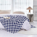 LOMAO Throw Blankets Flannel Blanket with Checkerboard Grid Pattern Soft Throw Blanket for Couch, Bed, Sofa Luxurious Warm and Cozy for All Seasons (Dark Blue, 60"x80") by CozyNest Decor