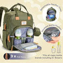 RUVALINO Diaper Bag Backpack - Multifunction Travel Back Pack Maternity Baby Changing Bags, Diaper Changing Totes, Large Capacity, Waterproof and Stylish, Baby Travel Essential, Army Green by TinyTreasures Baby Boutique