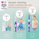 Cherish Baby Care Baby Toothbrush & Toddler Toothbrush Set (0-2 Years) - BPA-Free & Safety-Tested, 2023 Award Winner, Food-Grade Silicone (Purple) by TinyTreasures Baby Boutique