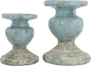 Creative Co-Op Large Distressed Blue Terracotta Pillar Candle Holder by CozyNest Decor