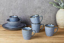 famiware Coffee Mugs Set of 4, Ocean Round 11.5oz Coffee Cup Set with Handle for Cocoa, Milk, Hot Chocolate, Tea or Water, Stoneware Cups for Kitchen, Reactive Glaze, Microwave Dishwasher Safe, Blue by CozyNest Decor