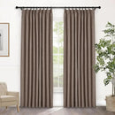 Macochico Pinch Pleated Blackout Curtains 102 Inches Long 100% Light Blocking Light Brown Linen Drapes for Bedroom Living Room Farmhouse Shabby Chic Burlap Curtains with Tieback 72”Wx102”L 1 Panel by CozyNest Decor